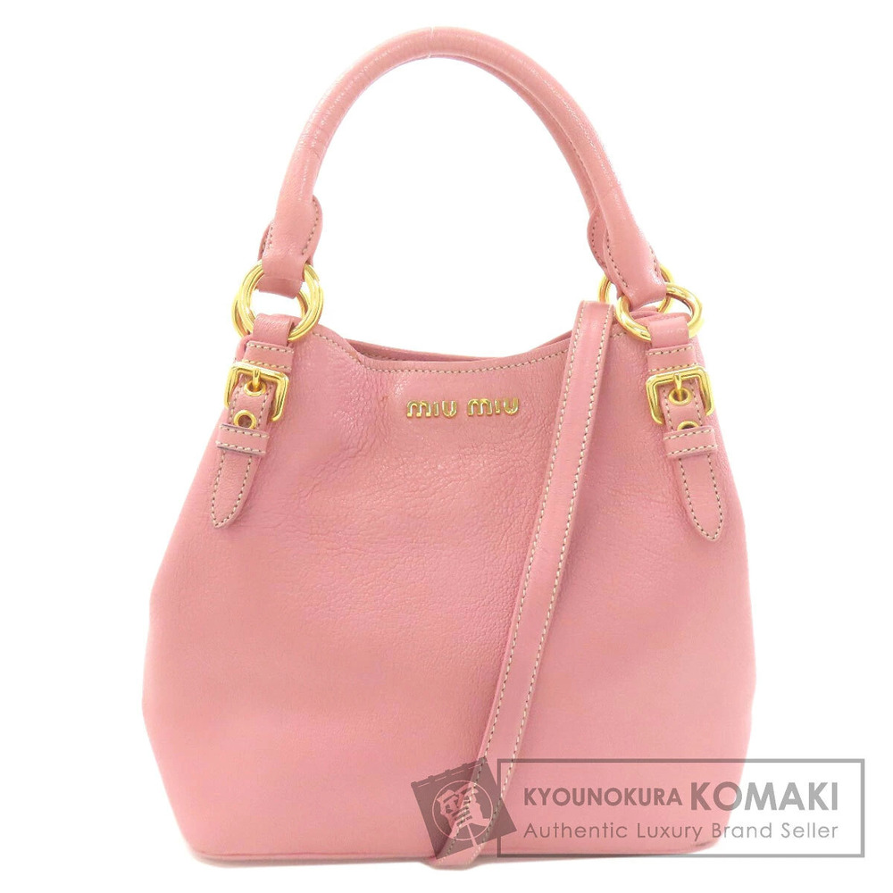 Miu Miu leather 2way handbag polished side buckle Pink